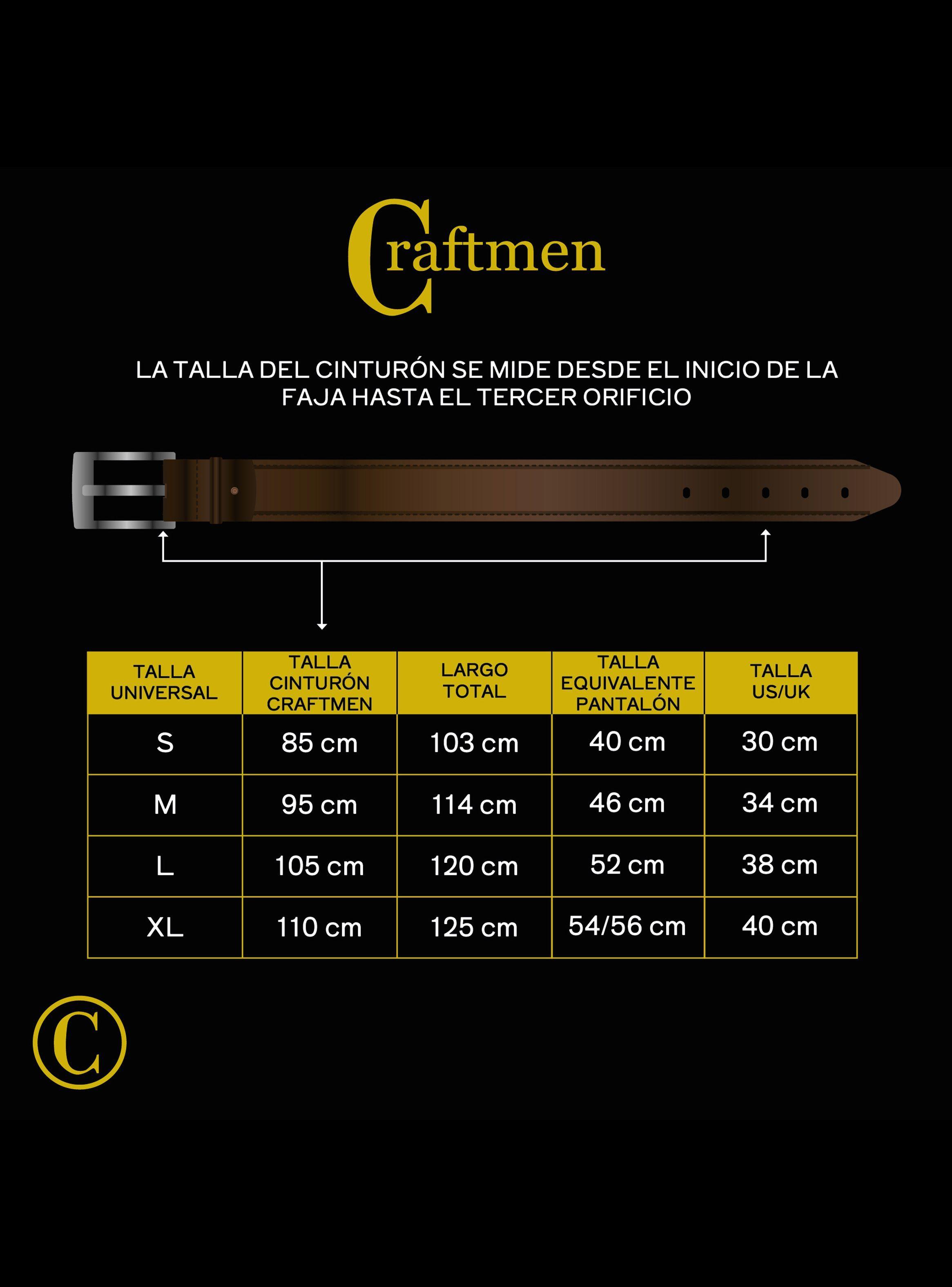 Cinturon Taylor  Hombre Craftmen  100% cuero genuino  coñac-2
