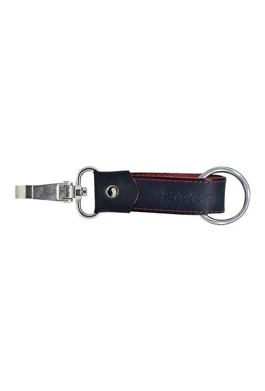 Pack Hombre Billetera-Llavero, 100% Cuero Negro-Rojo Riviera-4