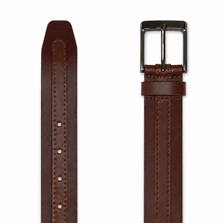 Cinturon Hombre 100% cuero natural burdeo Wood Craftmen-1
