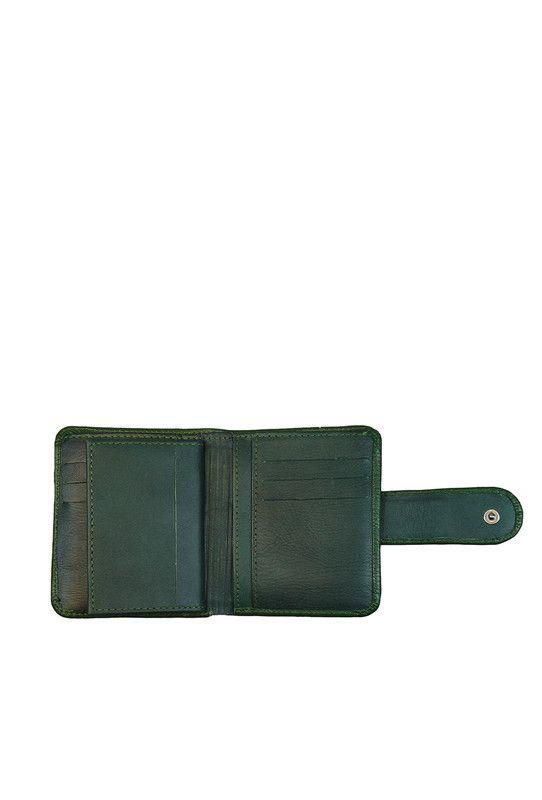 Billetera  mujer 100% cuero genuino verde musgo  Quinn  Nicoletta-2