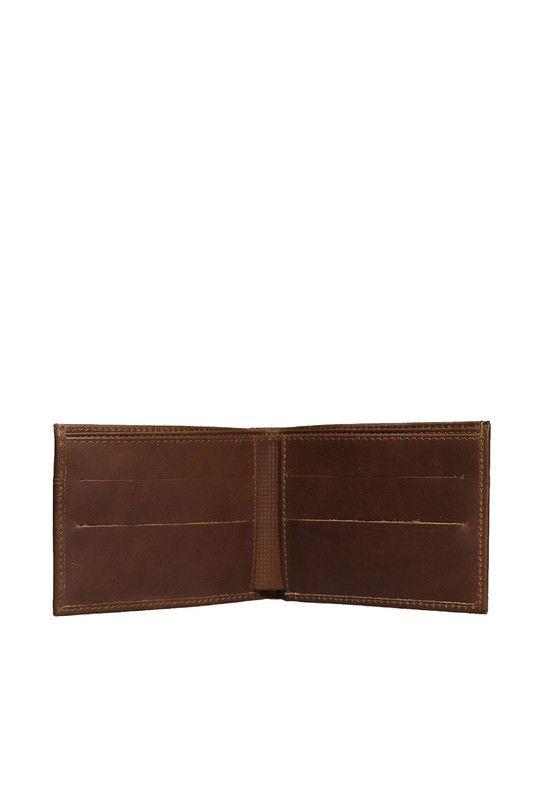 Billetera con tarjetero 100% cuero natural café claro Cox Craftmen-2