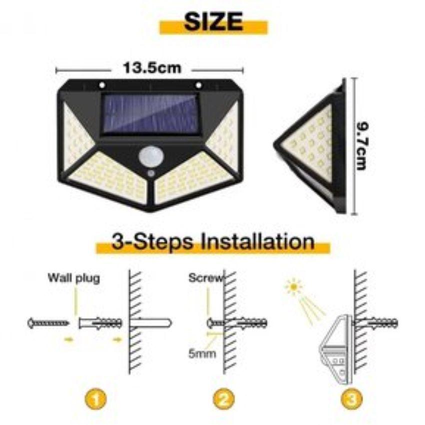 Packs 10 Focos Exteriores 100 Led Solar Luz Fija Sensor-3