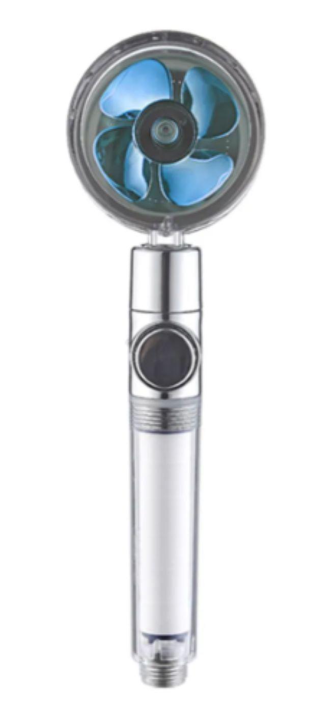 Eco Ducha Cabezal Ducha Telefono Turbina Aumenta Presion Azul -0