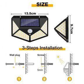 Packs 5 Focos Exteriores 100 Led Solar Luz Fija Sensor-3