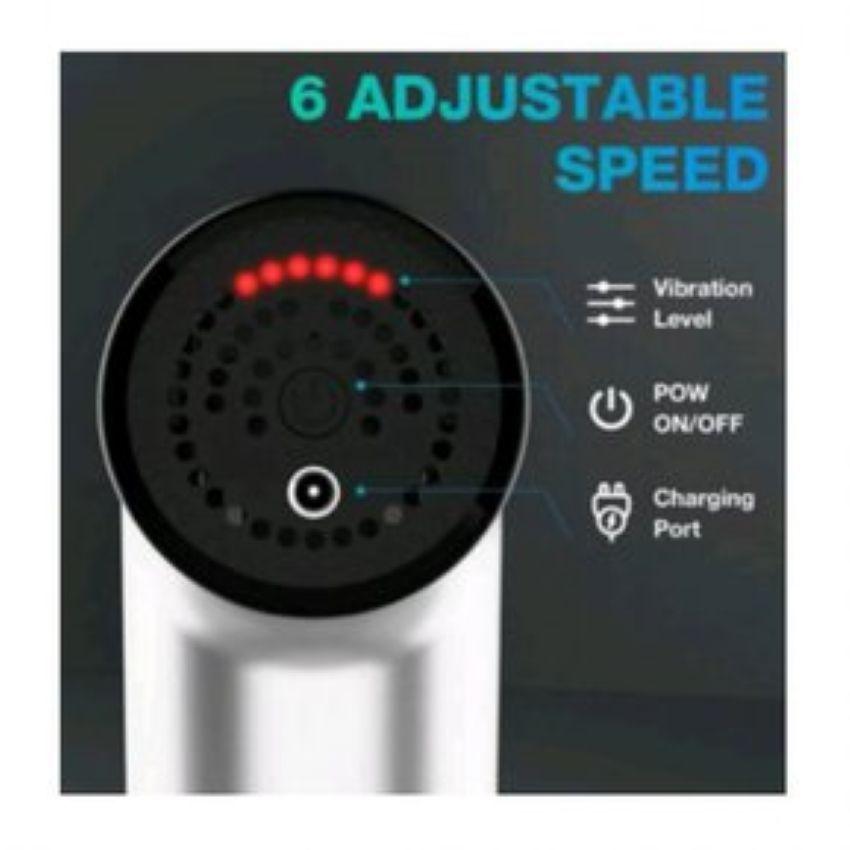 Masajeador Muscular Fasical Gun 4 Accesorios 6 Velocidades-3