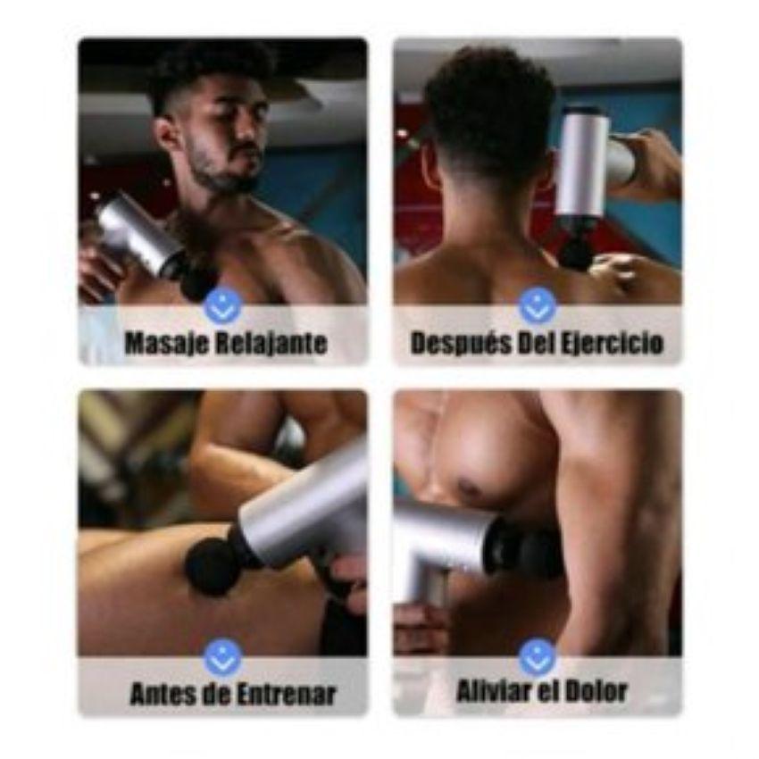 Masajeador Muscular Fasical Gun 4 Accesorios 6 Velocidades-4