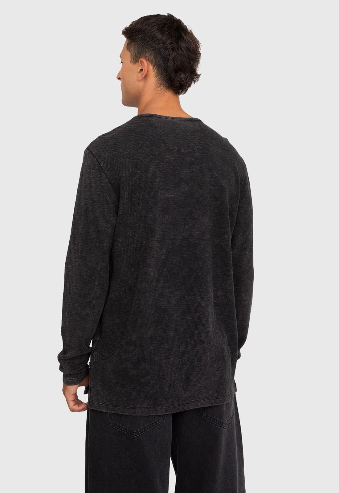 Polera Henley Manga Larga Negra Black Bubba-1