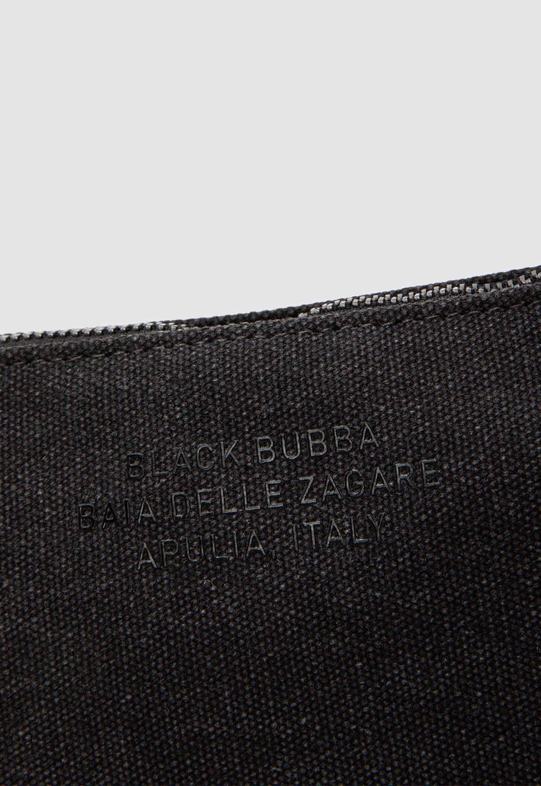 Cartera Clutch Canvas Grey Black Bubba-4