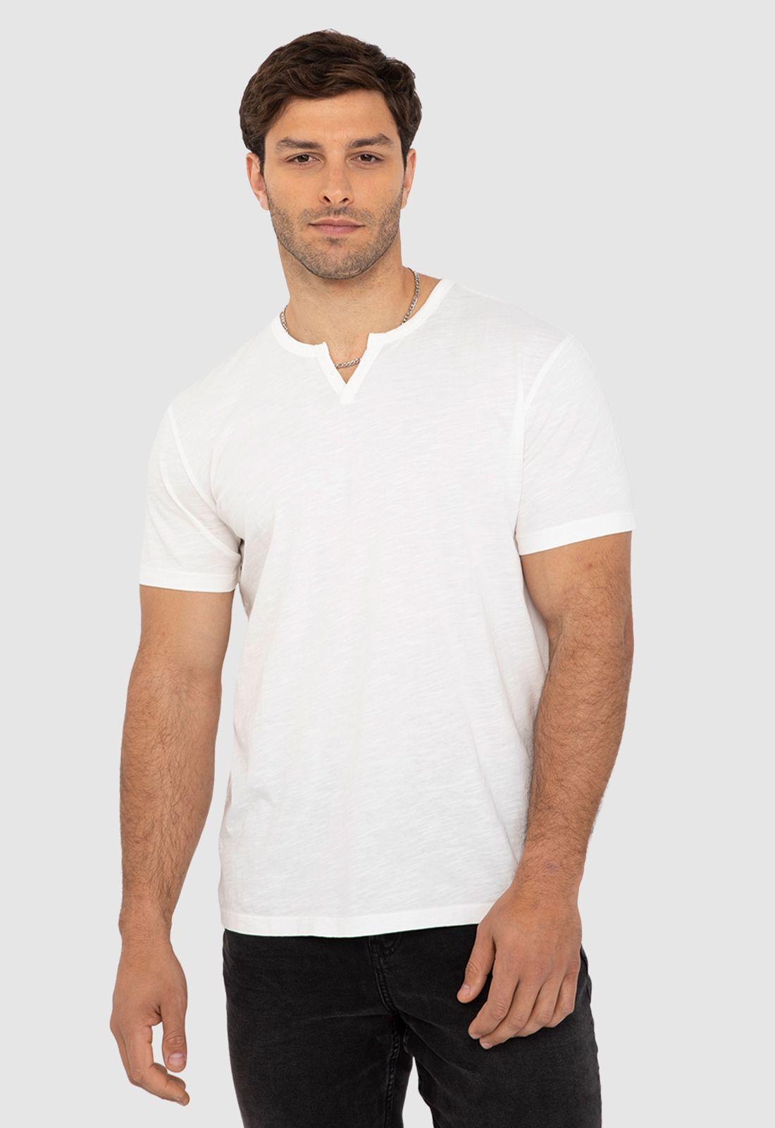 Polera Henley Manga Corta Blanca Black Bubba-0