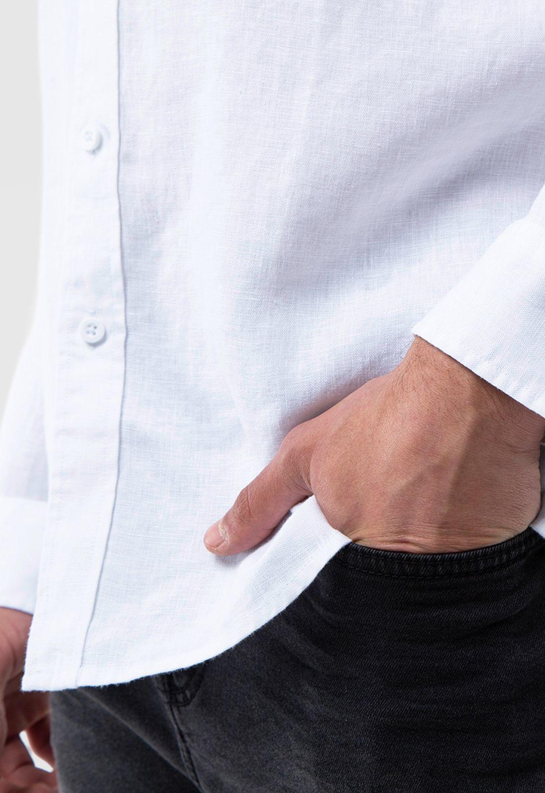 Camisa Manga Larga Lino White Black Bubba-3