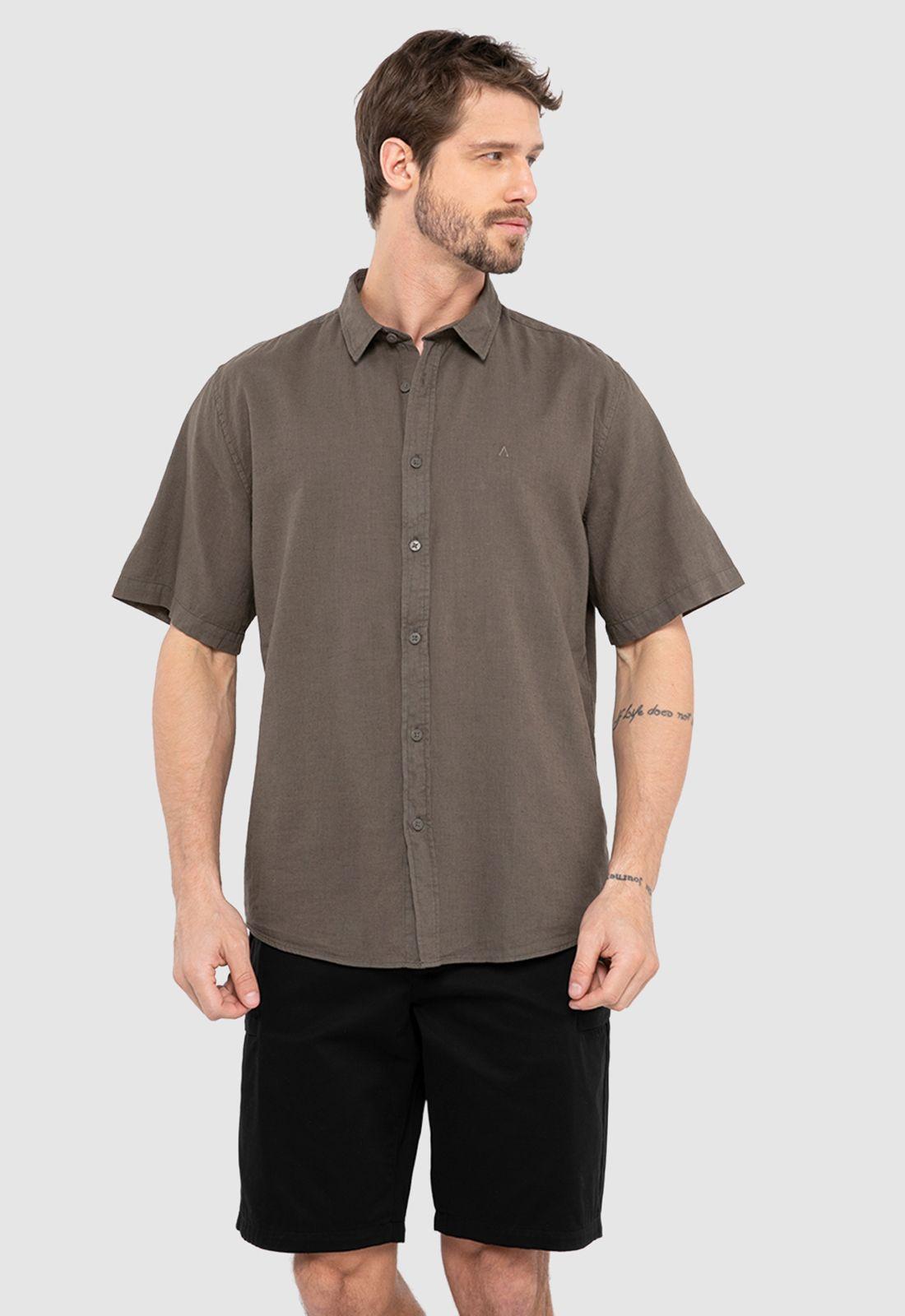 Camisa Lino Manga Corta Mokka Black Bubba-0