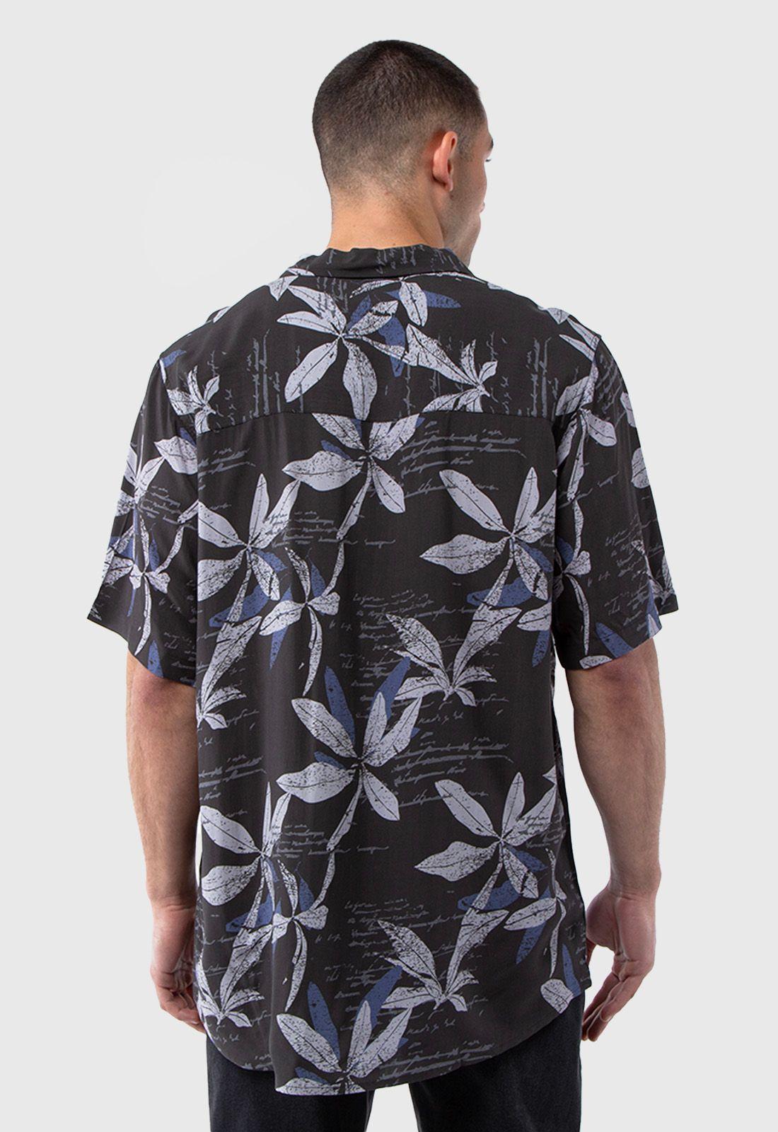 Camisa Viscosa Dark Flower Black Bubba-2