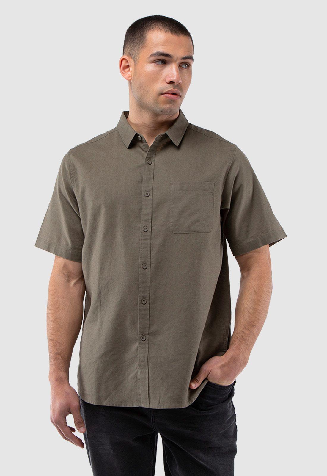 Camisa Manga Corta Lino Gris Marengo Black Bubba-1