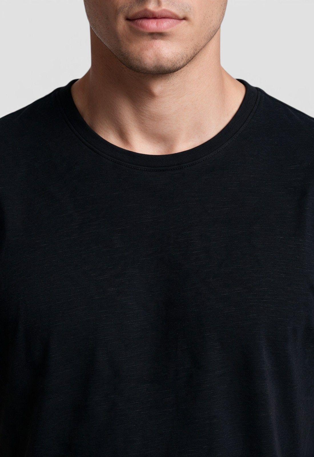 Polera Slub Cotton Manga Corta Negra Black Bubba-2