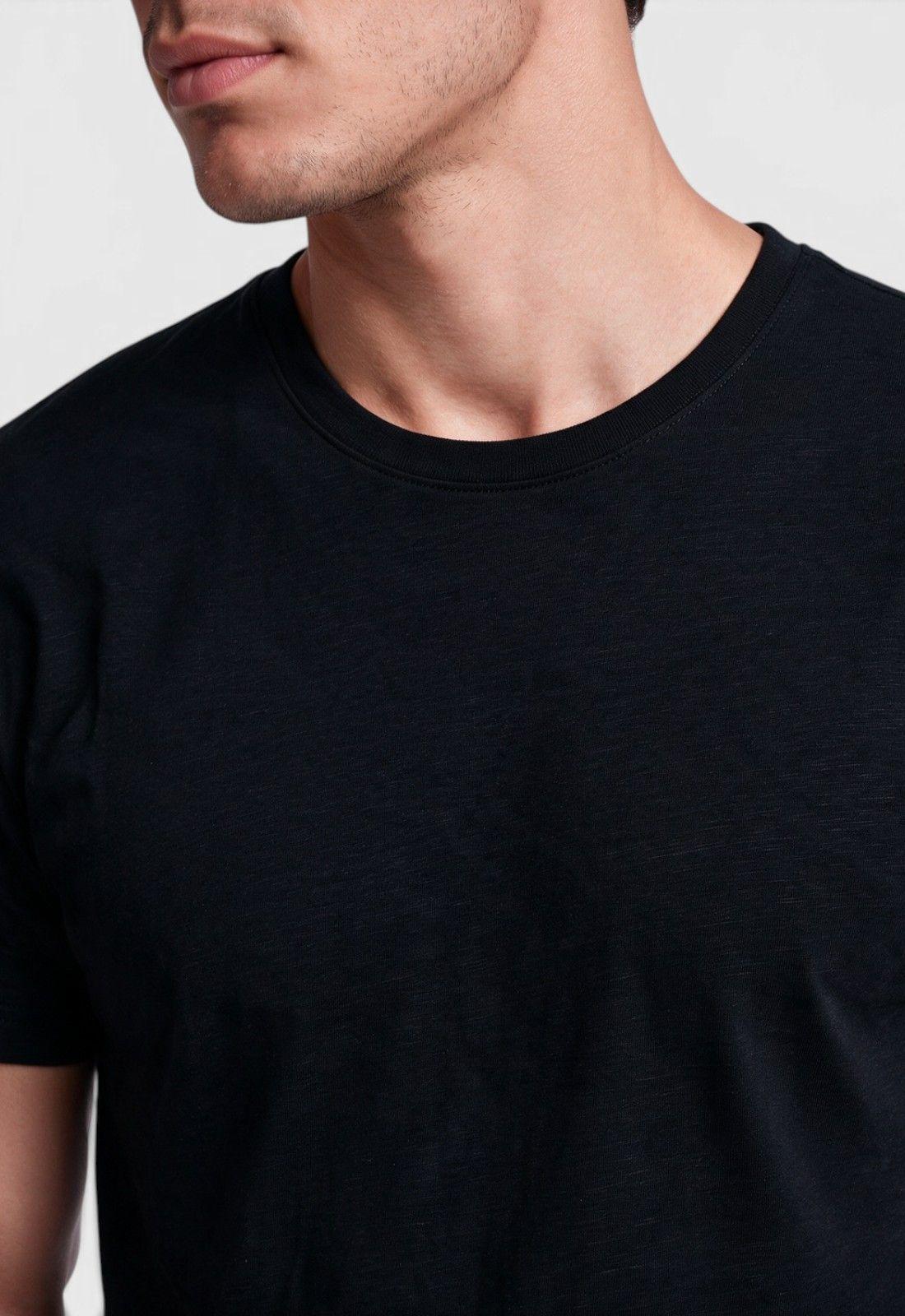 Polera Slub Cotton Manga Corta Negra Black Bubba-3