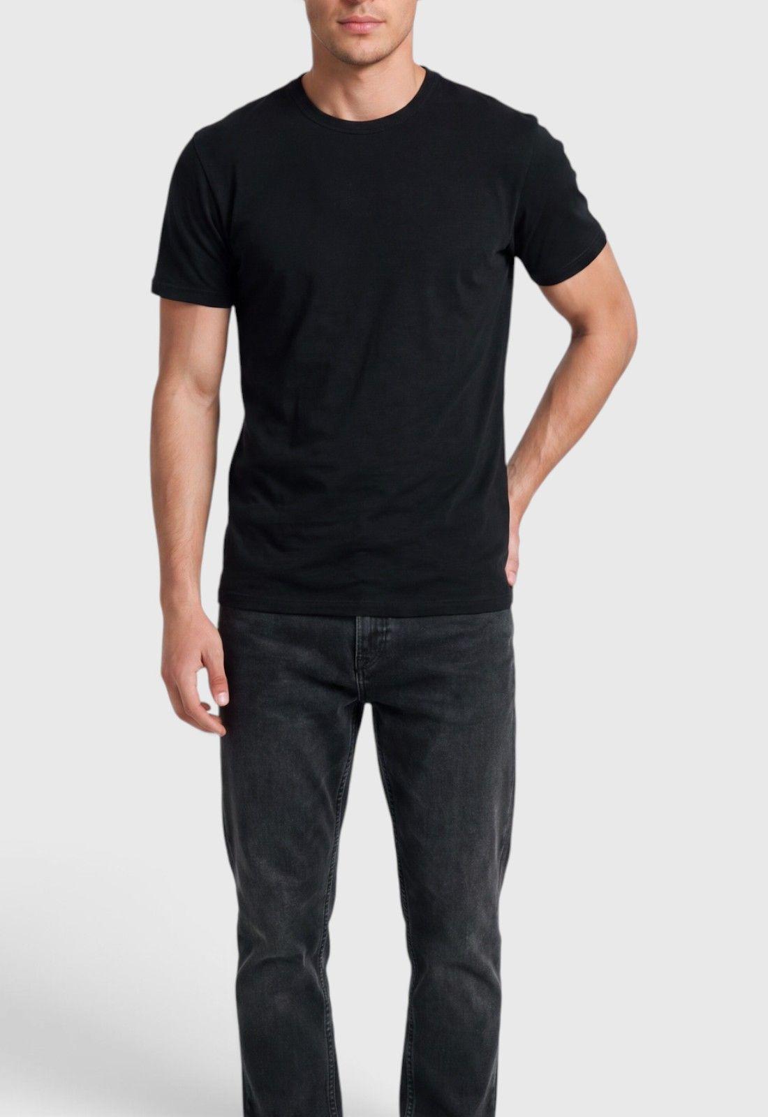 Polera Slub Cotton Manga Corta Negra Black Bubba-4