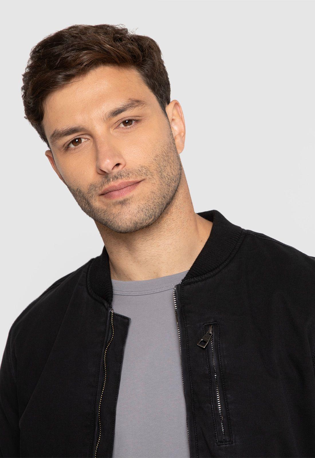 Chaqueta Bomber Canvas Black Black Bubba-2