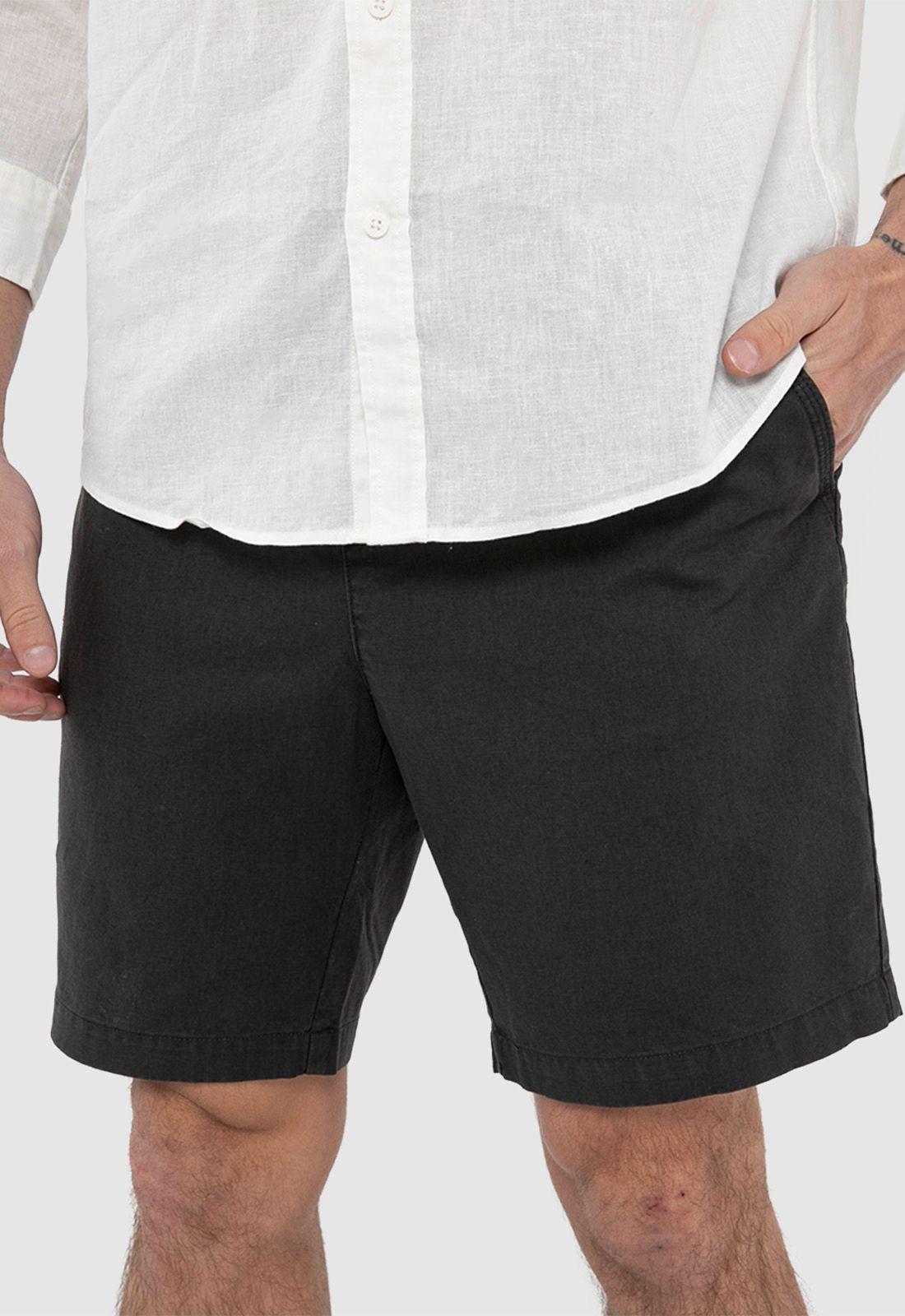 Short Lino Algodón Gris Oscuro Black Bubba-0