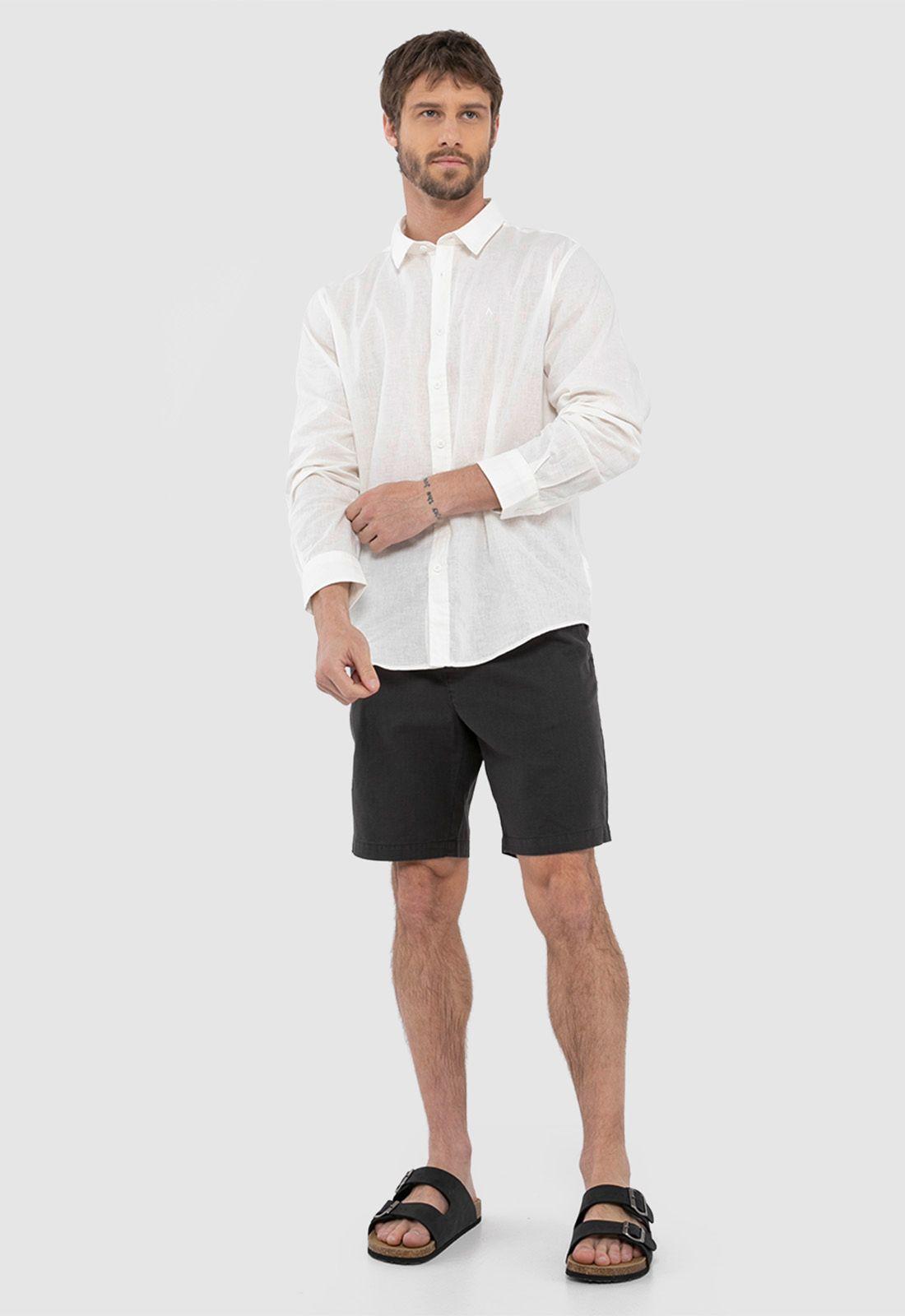Short Lino Algodón Gris Oscuro Black Bubba-4