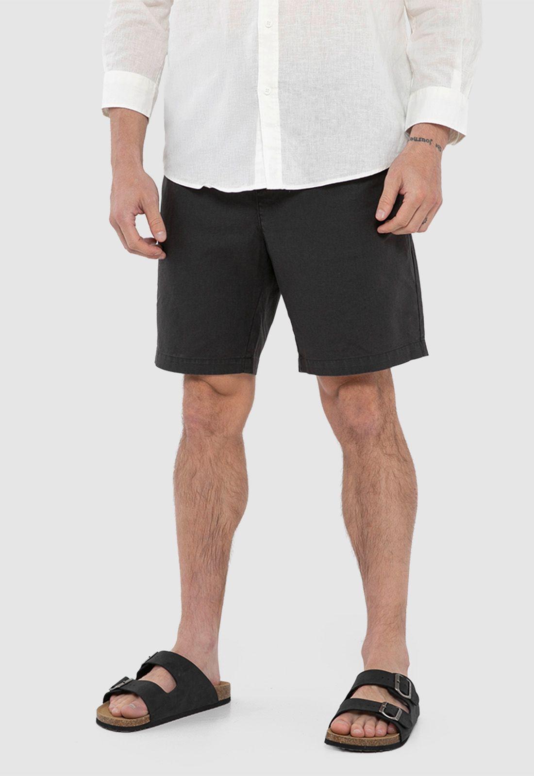 Short Lino Algodón Gris Oscuro Black Bubba-5