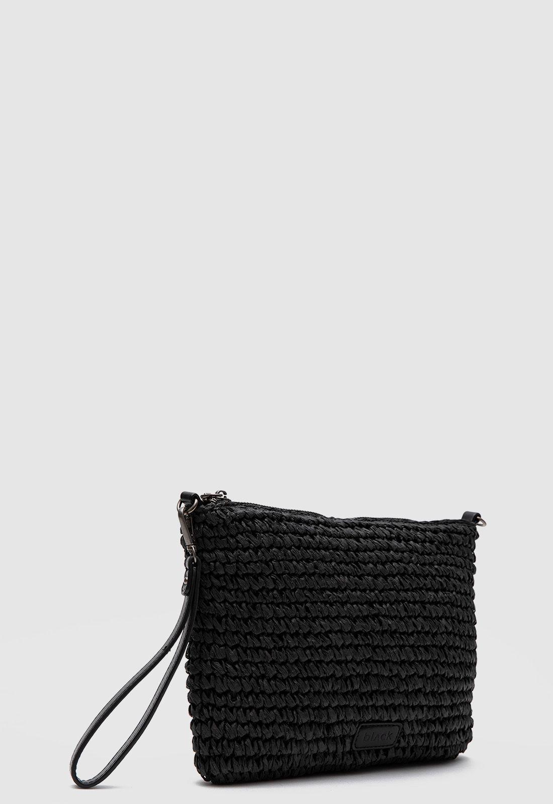 Cartera Clutch Raffia Black Black Bubba-2