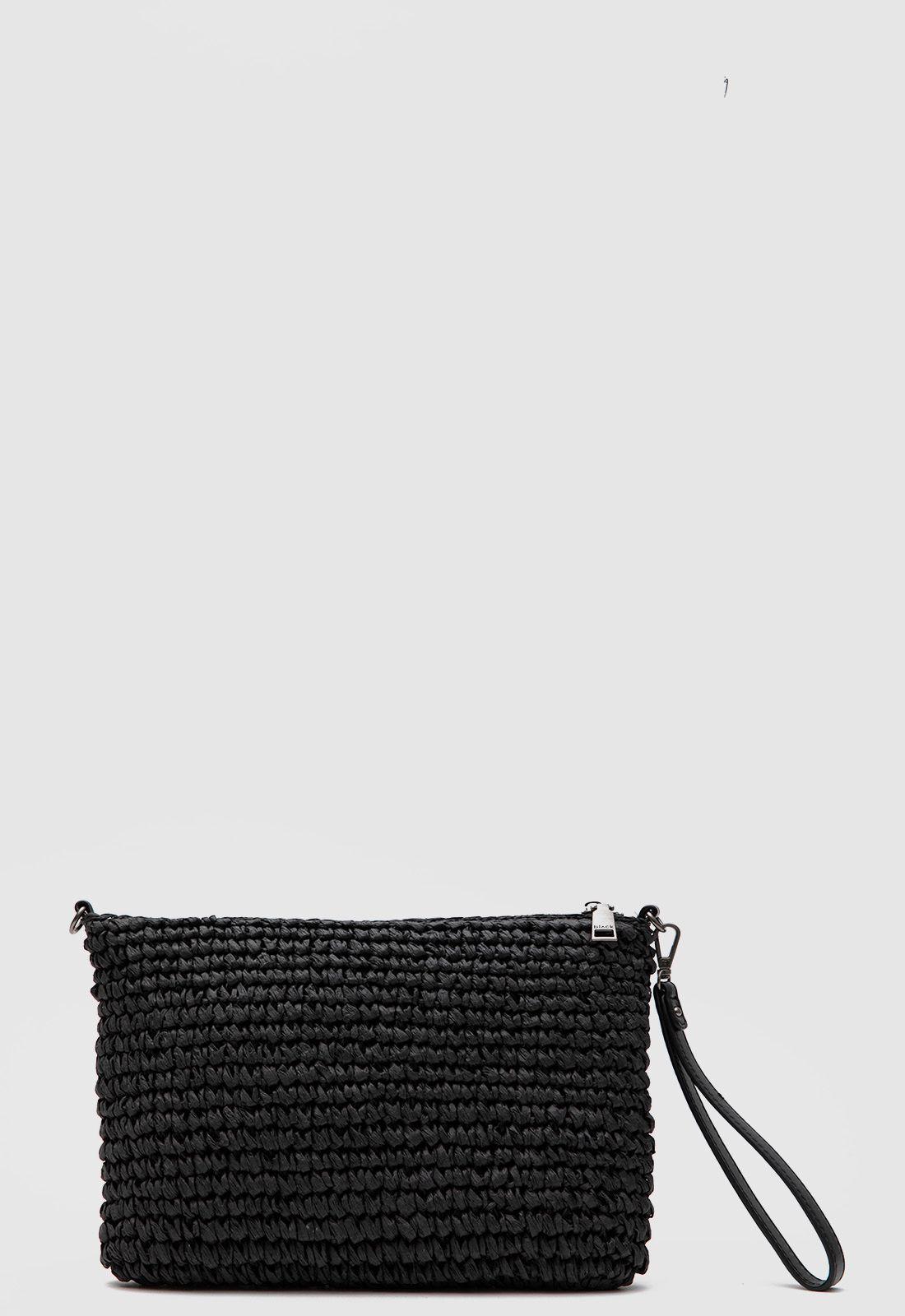 Cartera Clutch Raffia Black Black Bubba-3