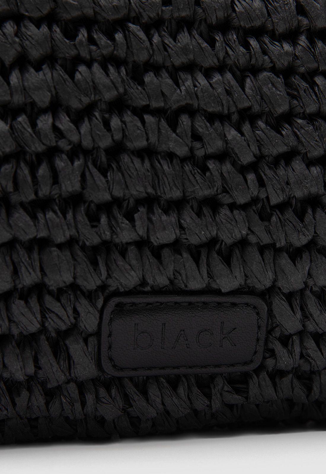 Cartera Clutch Raffia Black Black Bubba-4