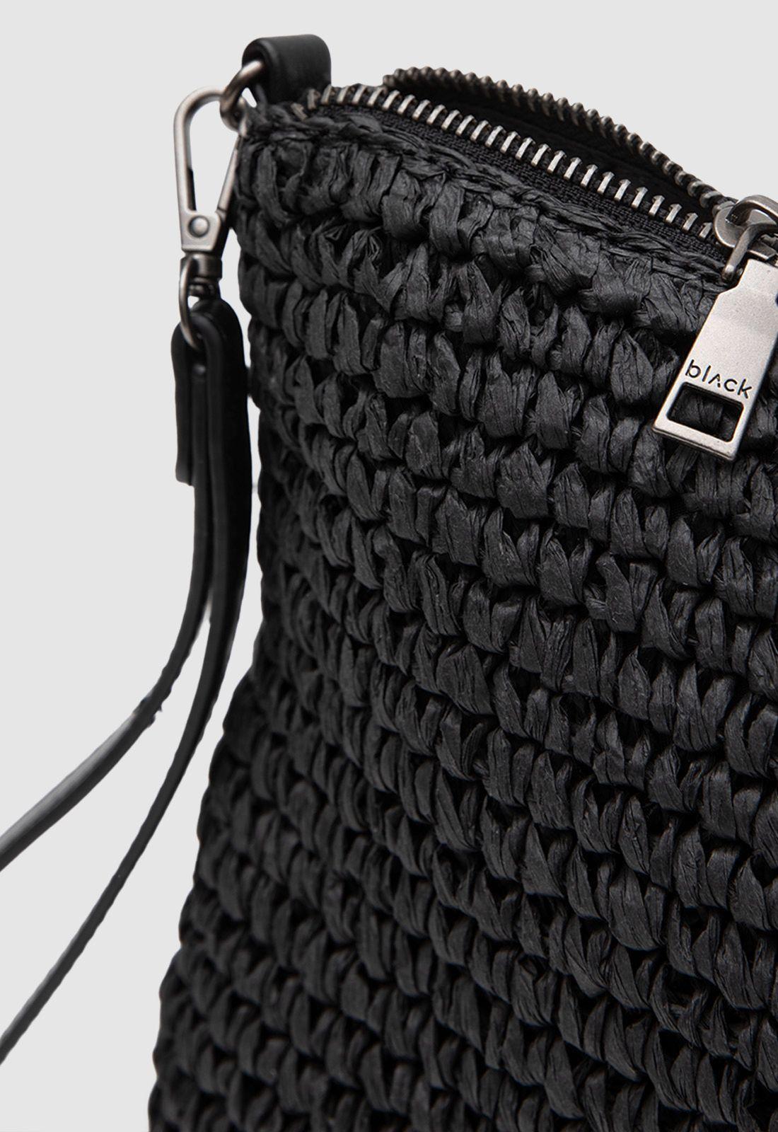 Cartera Clutch Raffia Black Black Bubba-6