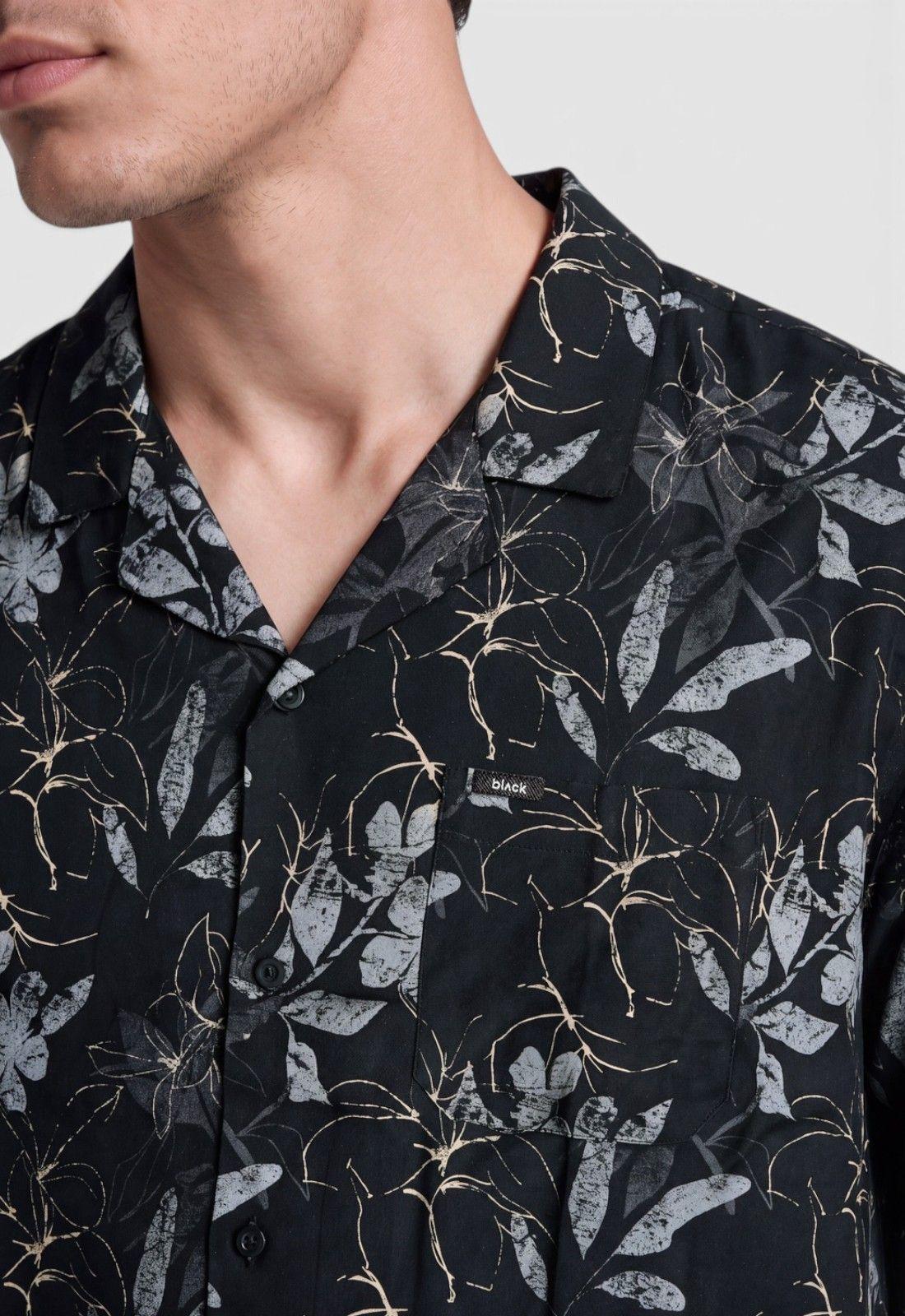 Camisa Viscosa Tropical Azul Black Bubba-2