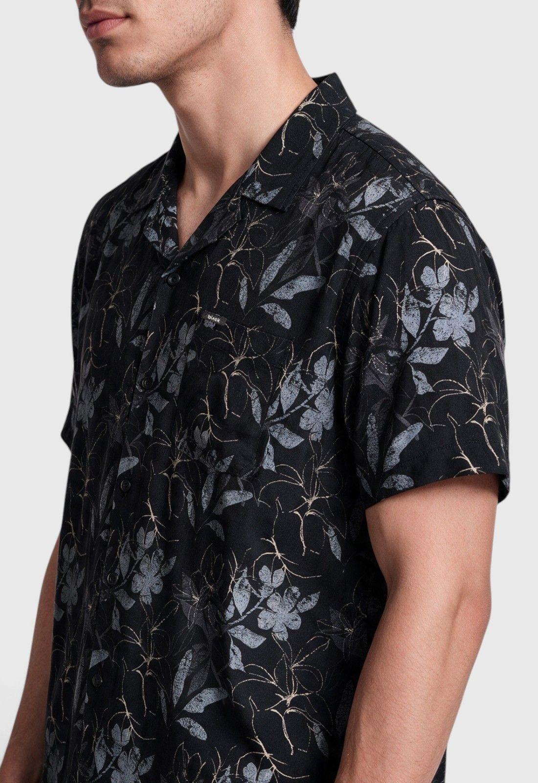 Camisa Viscosa Tropical Azul Black Bubba-3