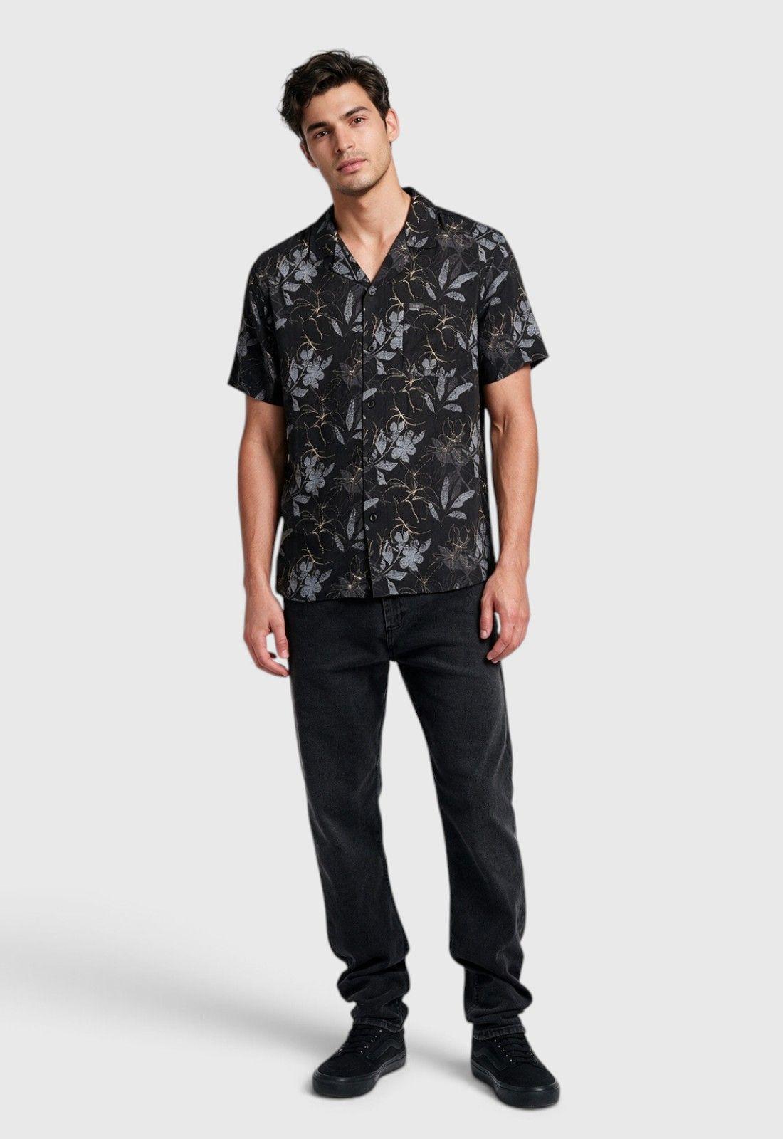 Camisa Viscosa Tropical Azul Black Bubba-4