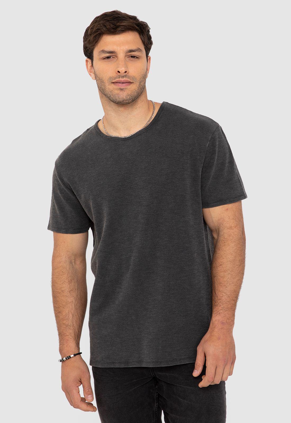 Polera Waffle Manga Corta Gris Oscuro Black Bubba-0