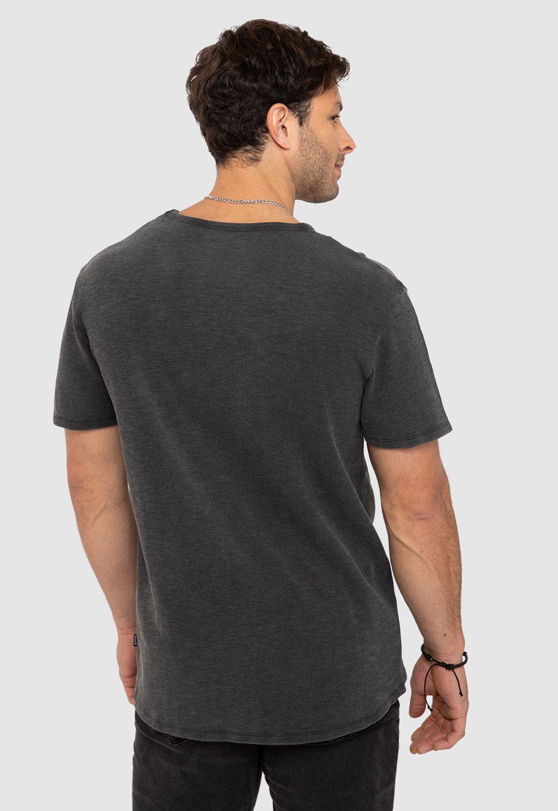Polera Waffle Manga Corta Gris Oscuro Black Bubba-1