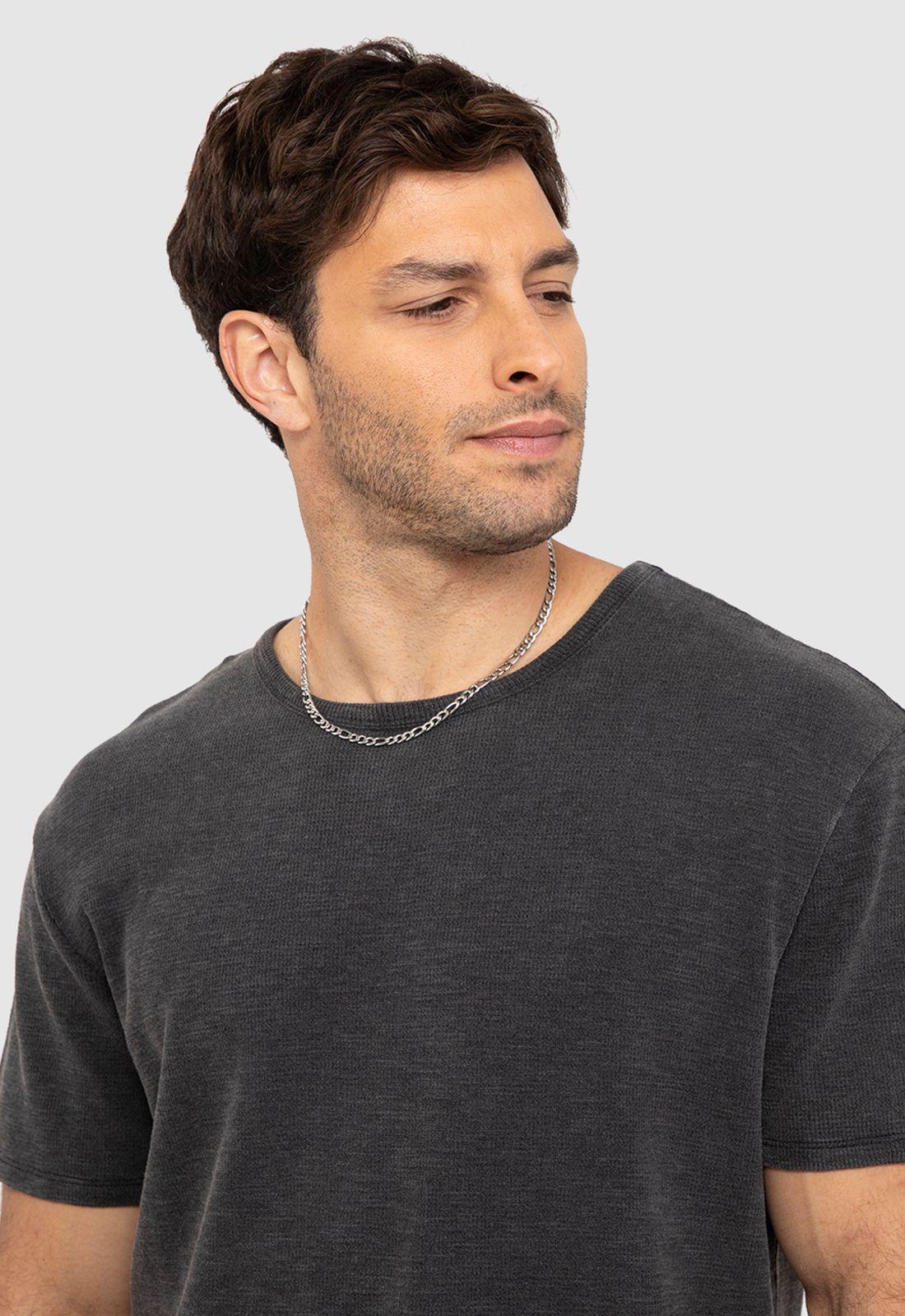 Polera Waffle Manga Corta Gris Oscuro Black Bubba-2