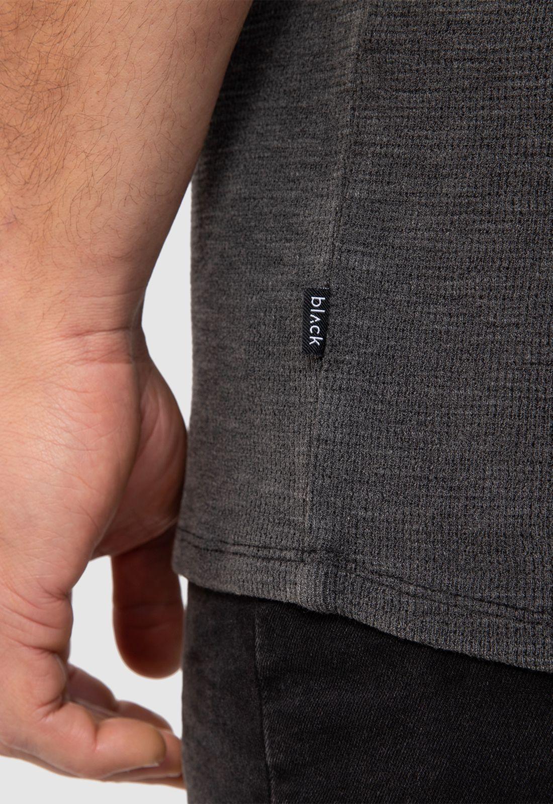 Polera Waffle Manga Corta Gris Oscuro Black Bubba-3