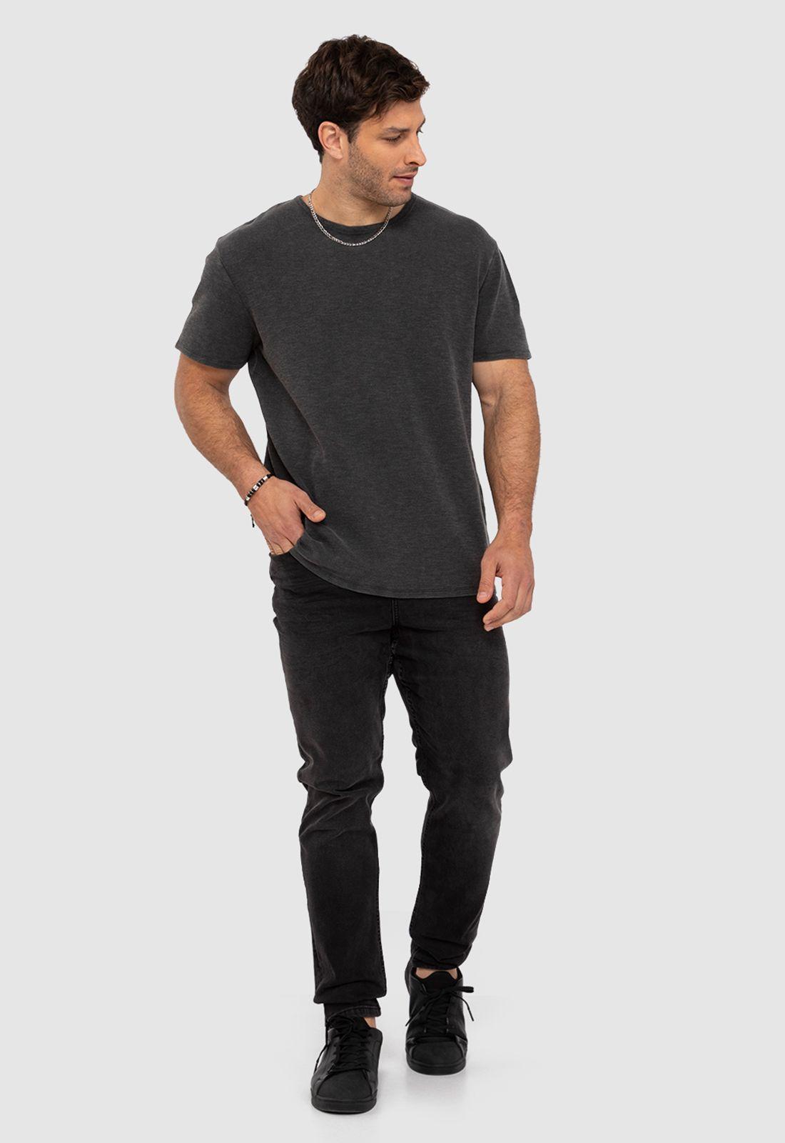 Polera Waffle Manga Corta Gris Oscuro Black Bubba-4