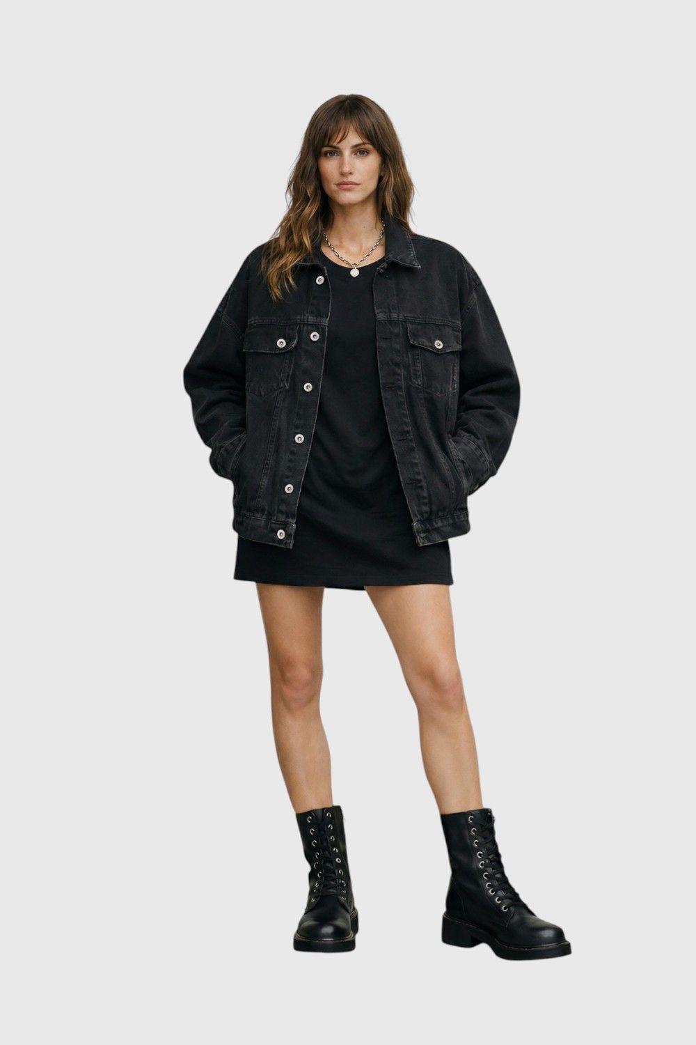 Chaqueta De Jeans Dark Unisex Black Bubba-5