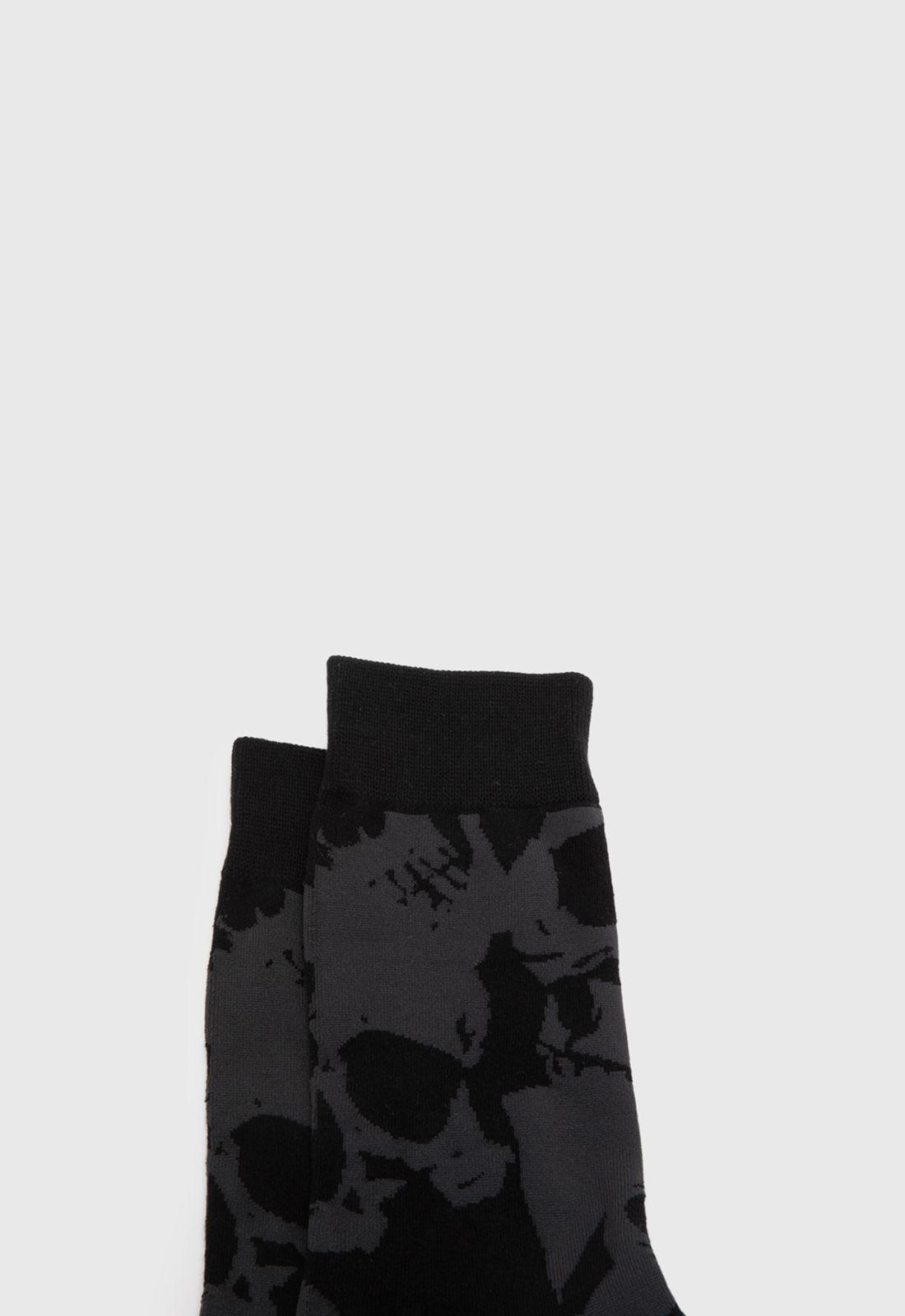 Calcetin Largo Calavera Gris Black Bubba-1