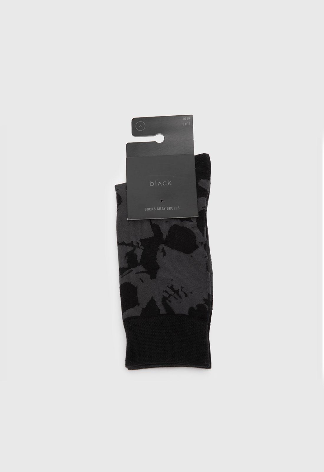 Calcetin Largo Calavera Gris Black Bubba-2