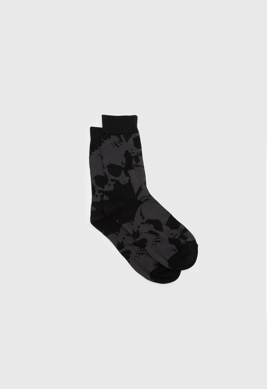 Calcetin Largo Calavera Gris Black Bubba-3