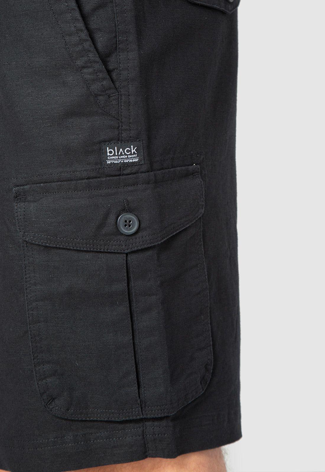 Short Cargo Lino Black Black Bubba-3