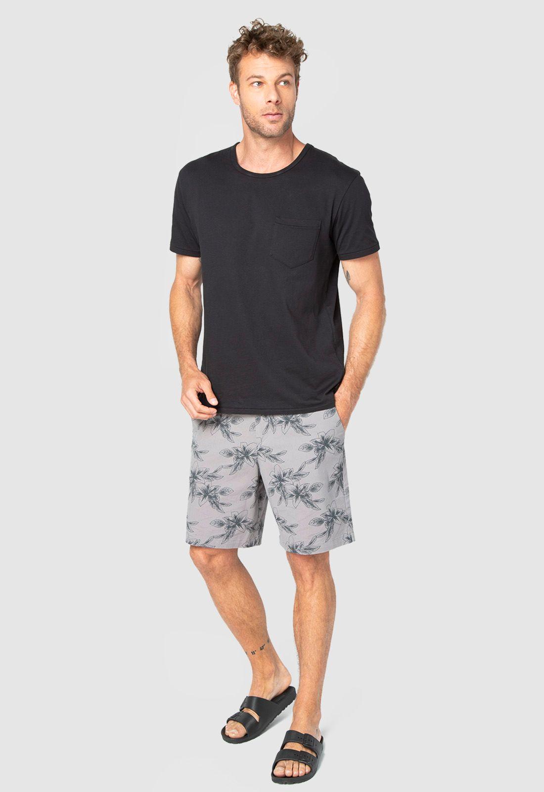 Short Cotton Tropical Grey Black Bubba-2