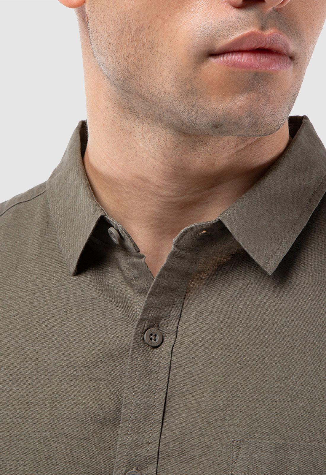 Camisa Manga Corta Lino Gris Marengo Black Bubba-4