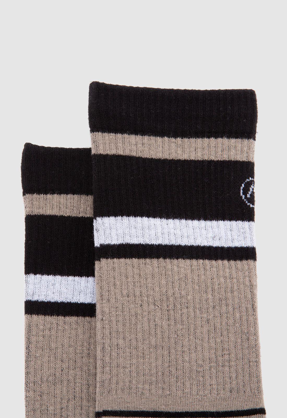 Calcetin Beige Logo Black Bubba-2