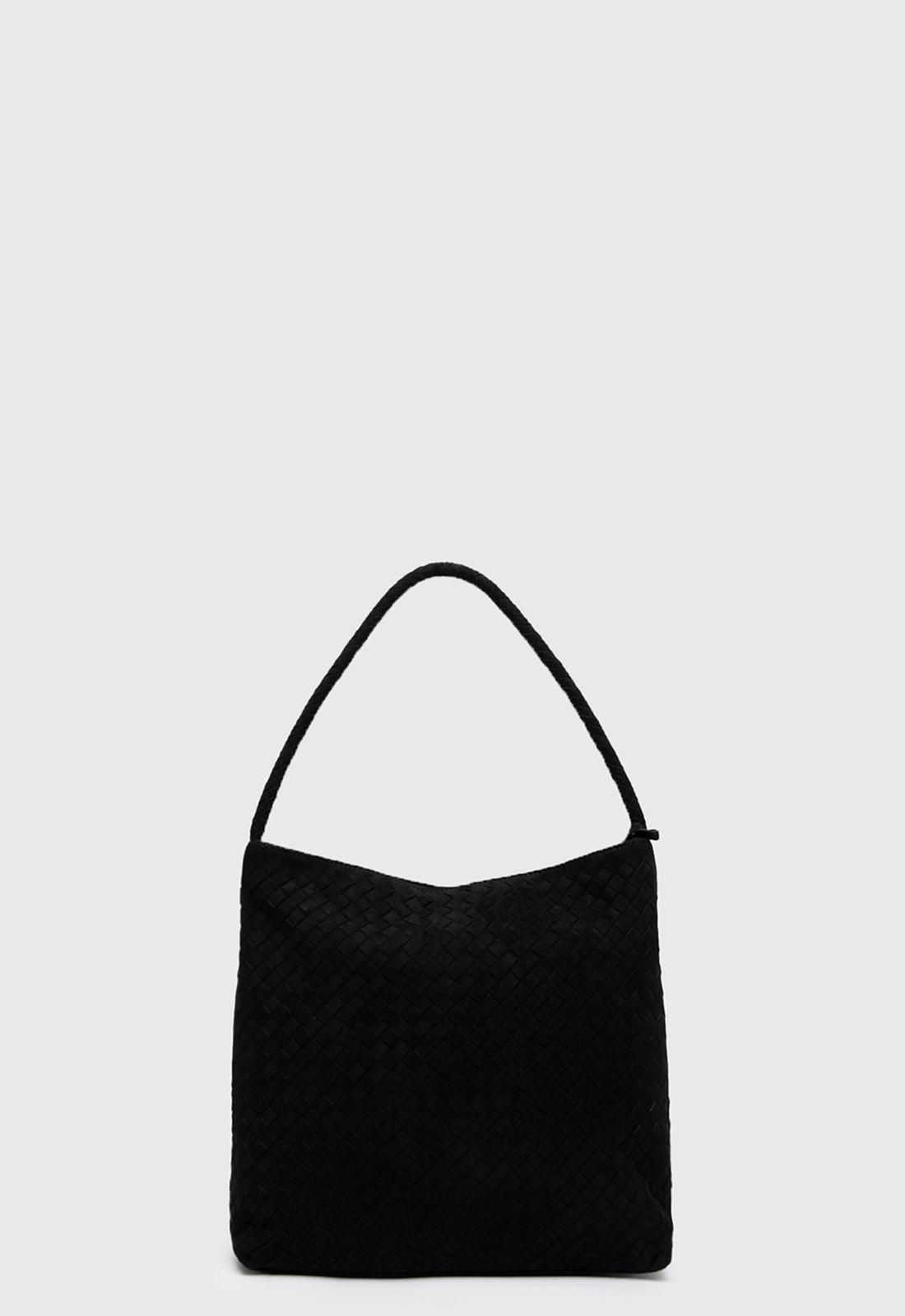 Bolso Tote Suede Braids Black Black Bubba-2