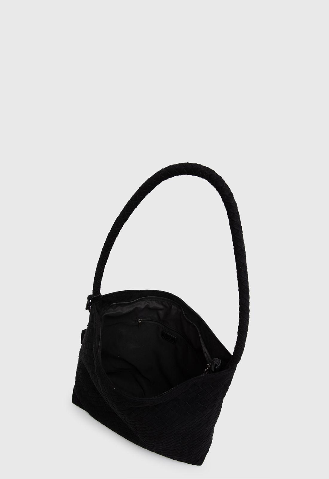 Bolso Tote Suede Braids Black Black Bubba-3