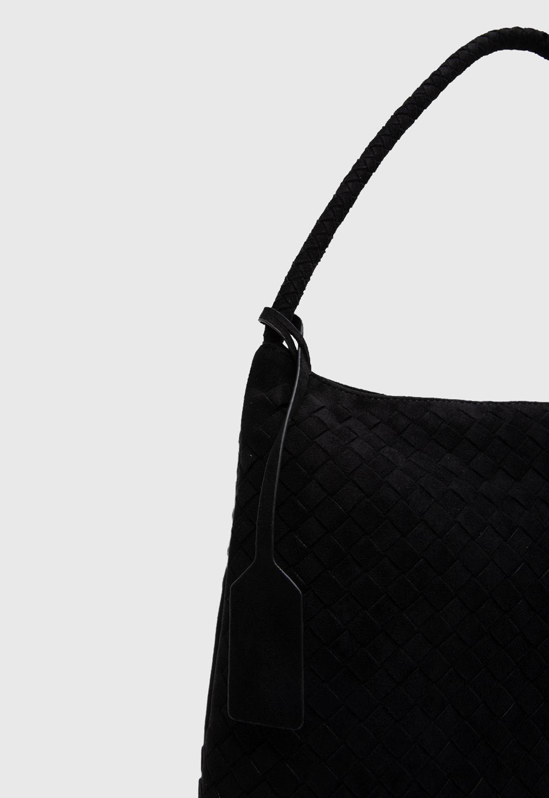 Bolso Tote Suede Braids Black Black Bubba-4