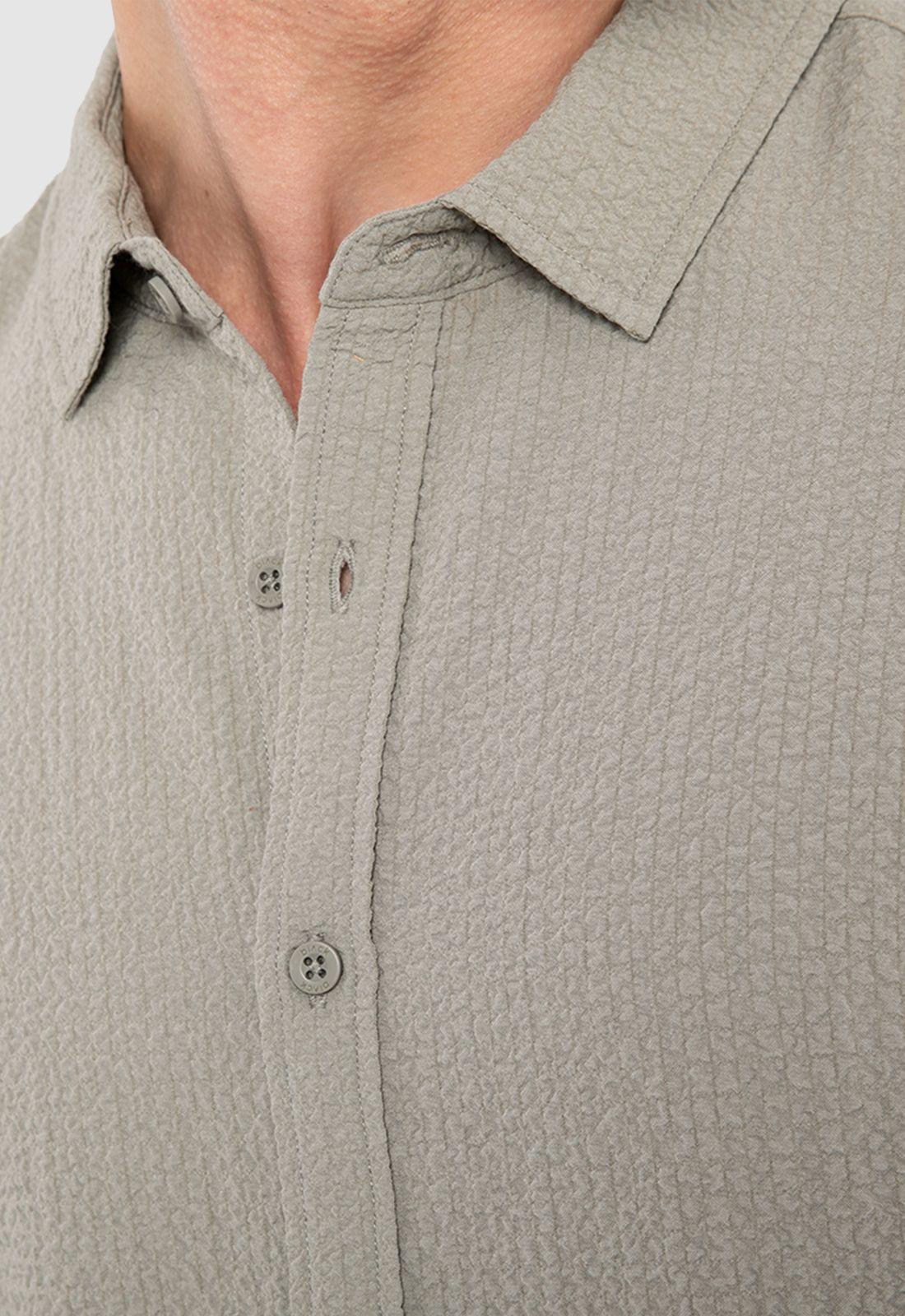Camisa Wrinkle Manga Corta Gris Claro Black Bubba-3