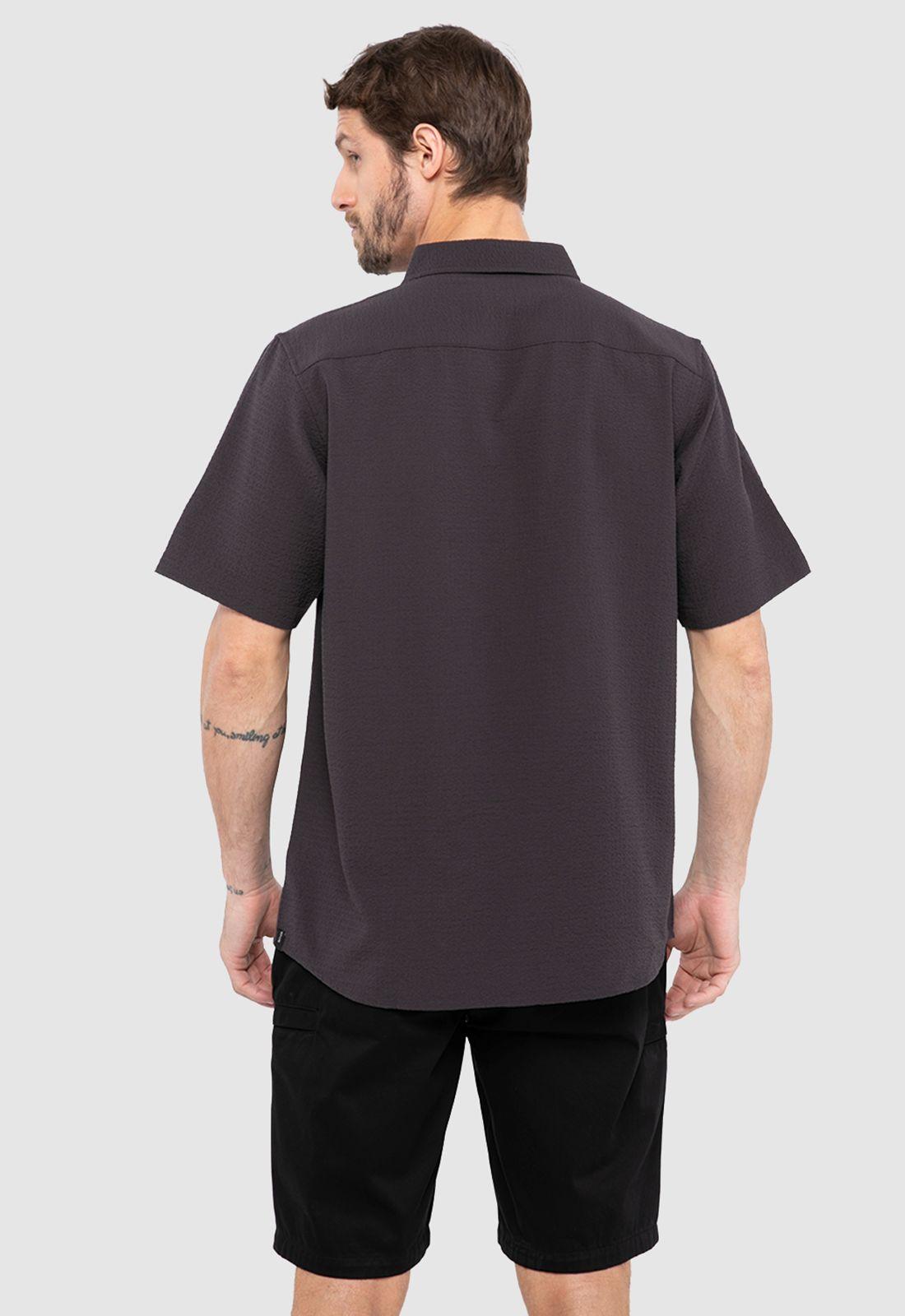 Camisa Wrinkle Manga Corta Gris Marengo Black Bubba-1