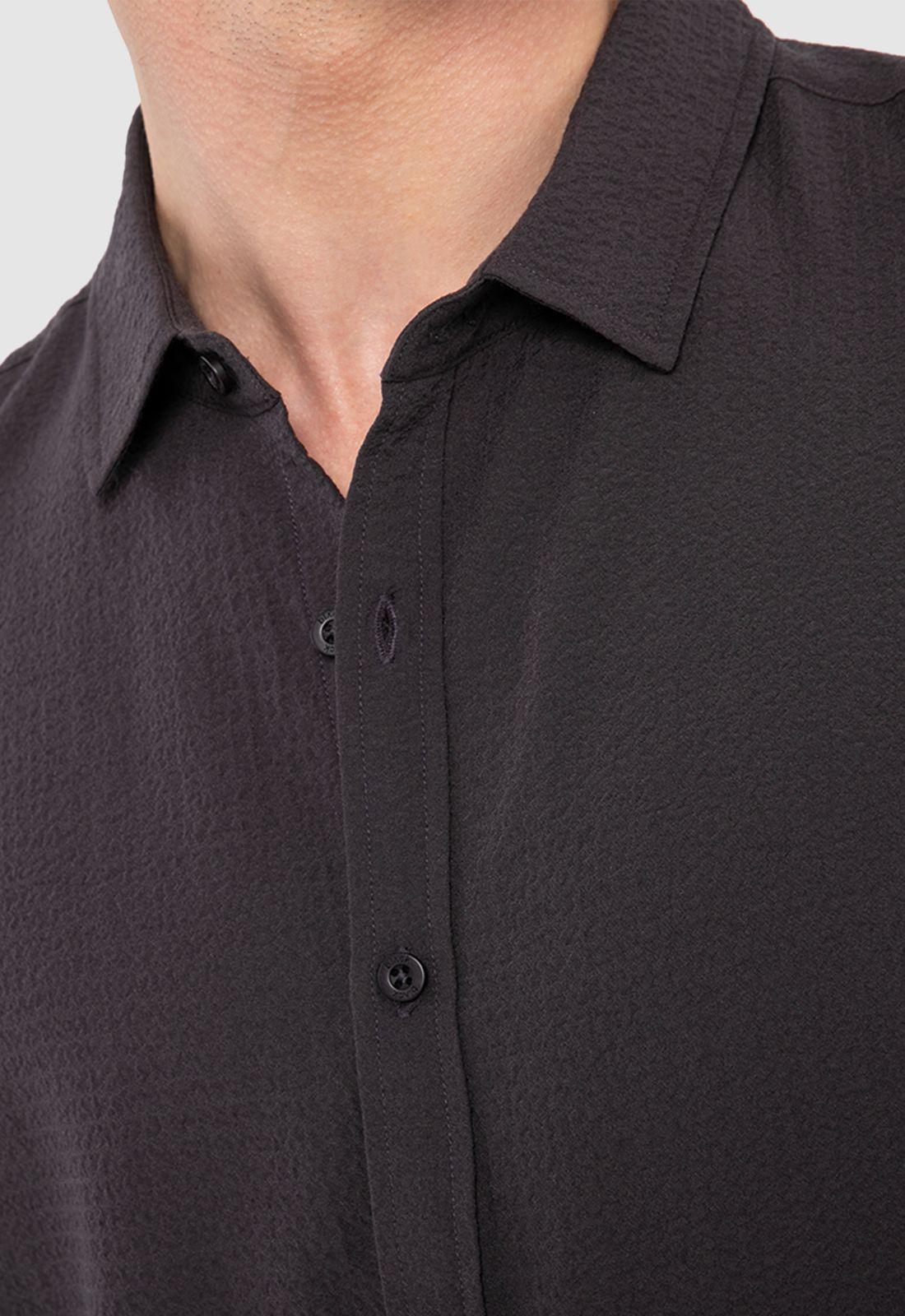 Camisa Wrinkle Manga Corta Gris Marengo Black Bubba-3